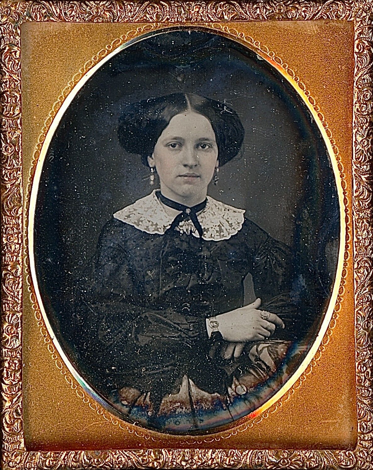 Pretty Young Lady Taber & Co. Boston, Massachusetts 1/9 Plate Daguerreotype T628
