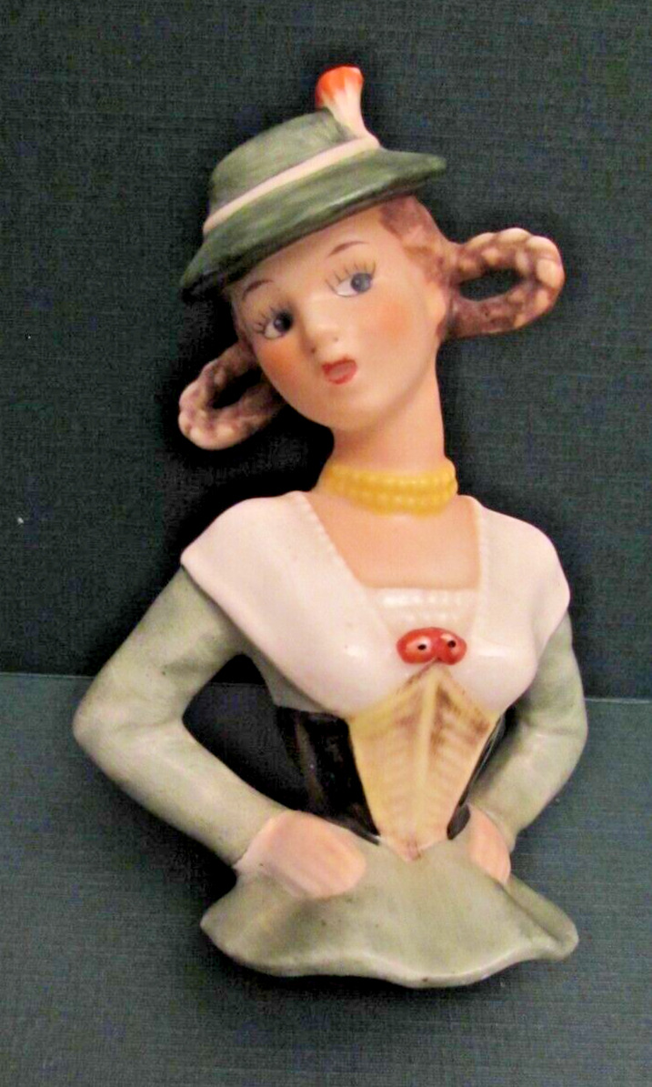 Vintage 1950's Goebel Porcelain Half Doll Tyrolean Alpine Girl Figurine Na35