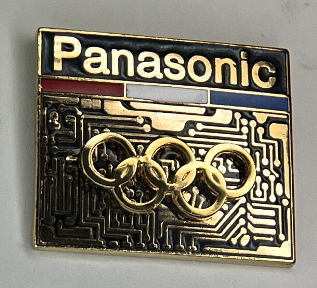 1992 Albertville Olympic Lapel Pin withFrench Flag Colors ~ Sponsor ~ Panasonic