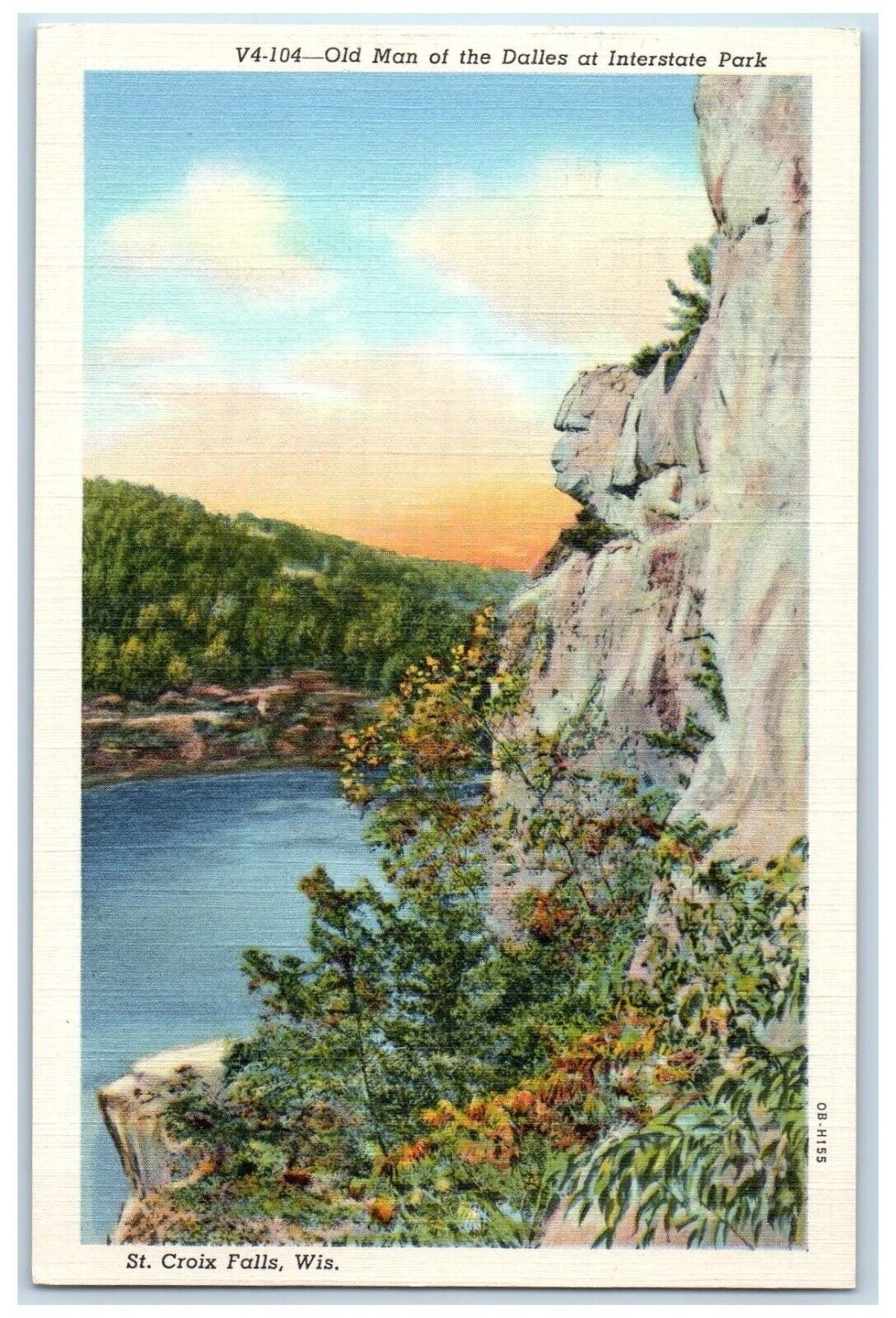 1940 Old Man Dalles Interstate Park St Criox Falls Wisconsin WI Antique Postcard