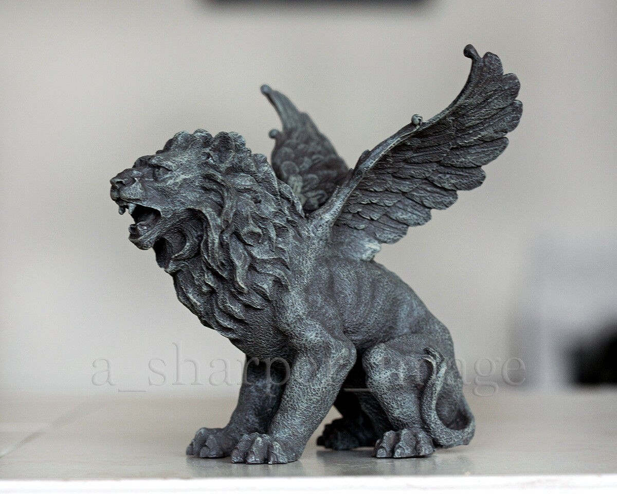 Mythical Gothic Winged Lion Guardian Gryphon Gargoyle Statue \'Stone\' Superb