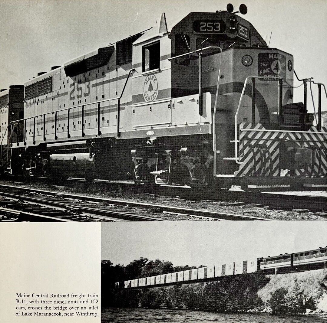 1970 Maine Central Railroad Train B-11 Print Vintage Portland Winthrop