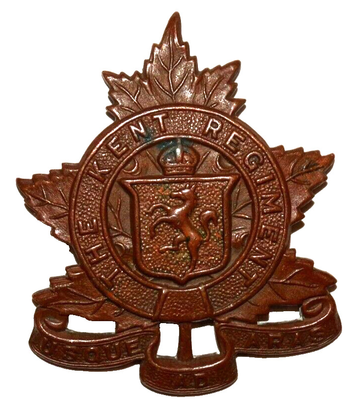 BRITISH MILITARY CAP BADGES,  The Kent Regiment, WWII Era,  Canadian
