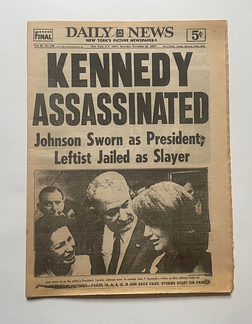 New York Daily News. KENNEDY ASSASSINATED. Dated 11/23/63. Complete/Vintage