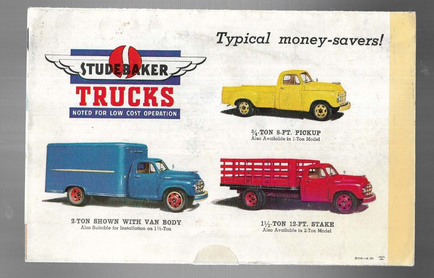 Original 1950 Studebaker Trucks Mailing Brochure Steffen Motor Sales Bluffton IN