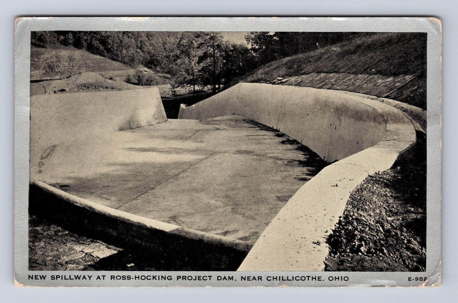 Chillicothe OH-Ohio, Ross Hocking Project Dam, Antique Vintage c1938 Postcard