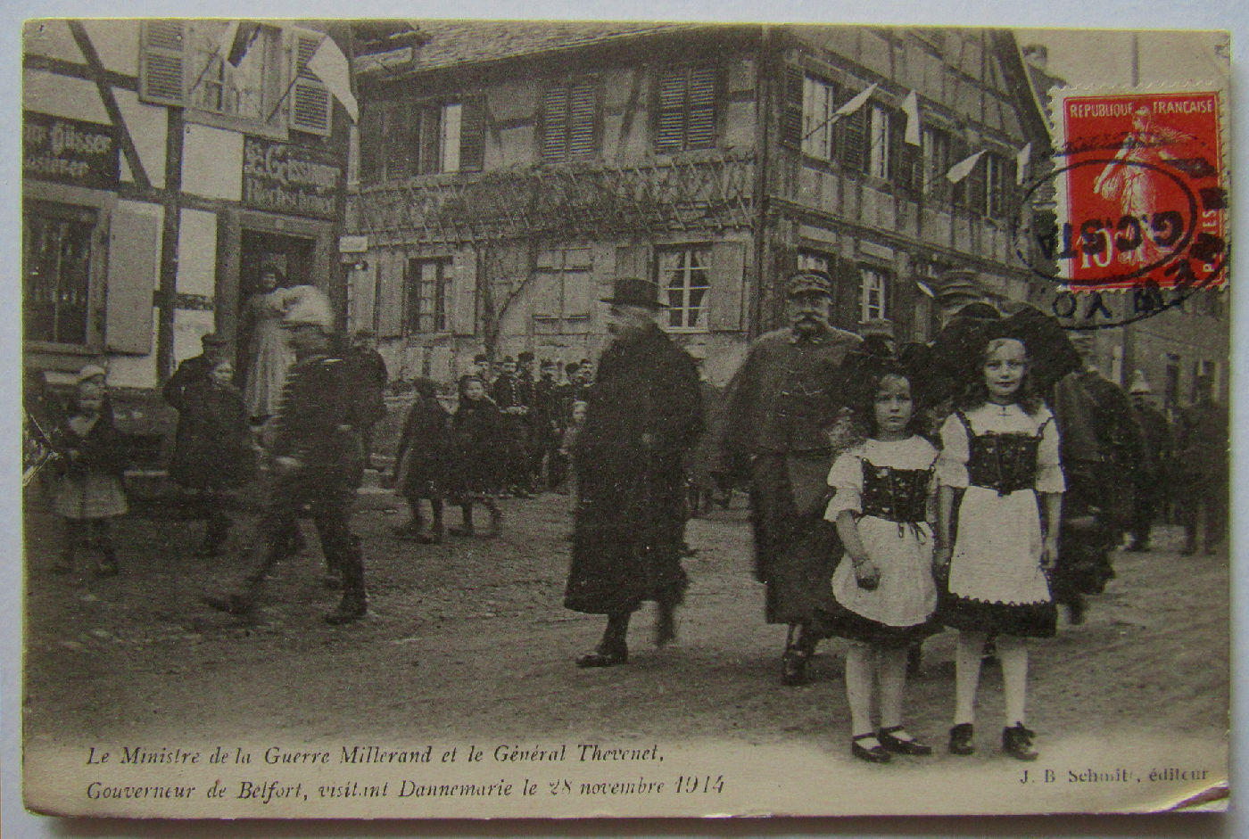 Postcard 1915 France Alsace Alsaciennes Ministre General Dannemarie Visit WWI