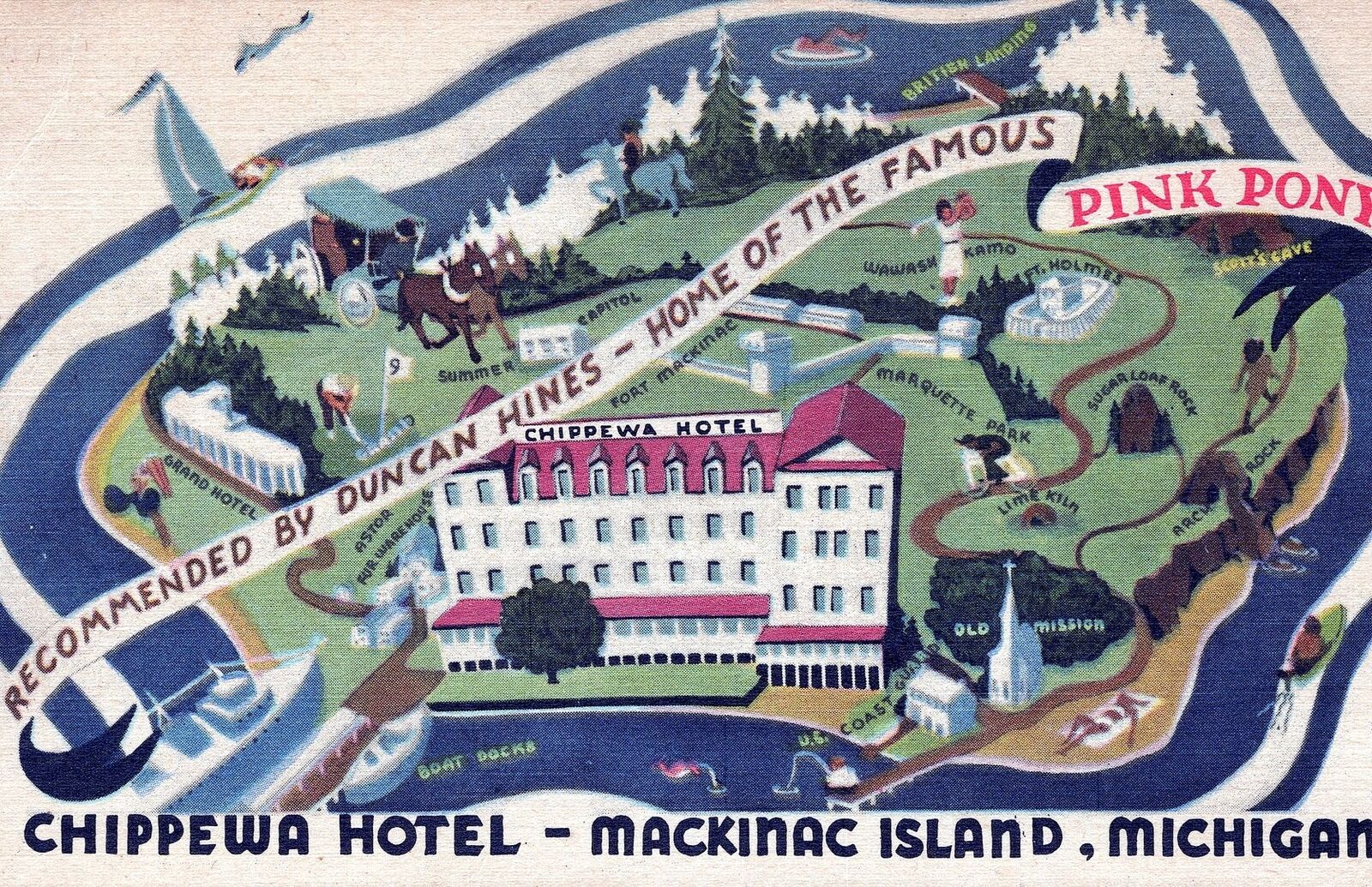 MACKINAC ISLAND MI - Chippewa Hotel Postcard