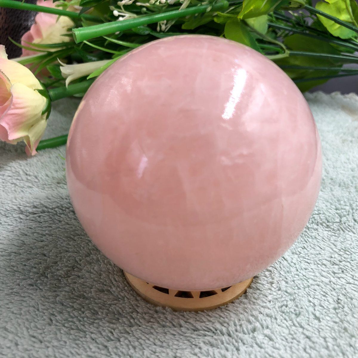 715g Natural Pink Rose Quartz Sphere Crystal Energy Ball Reiki Healing Gem