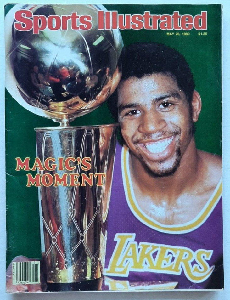 1980 MAGIC JOHNSON LOS ANGELES LAKERS NBA CHAMPIONS SPORTS ILLUSTRATED NO LABEL