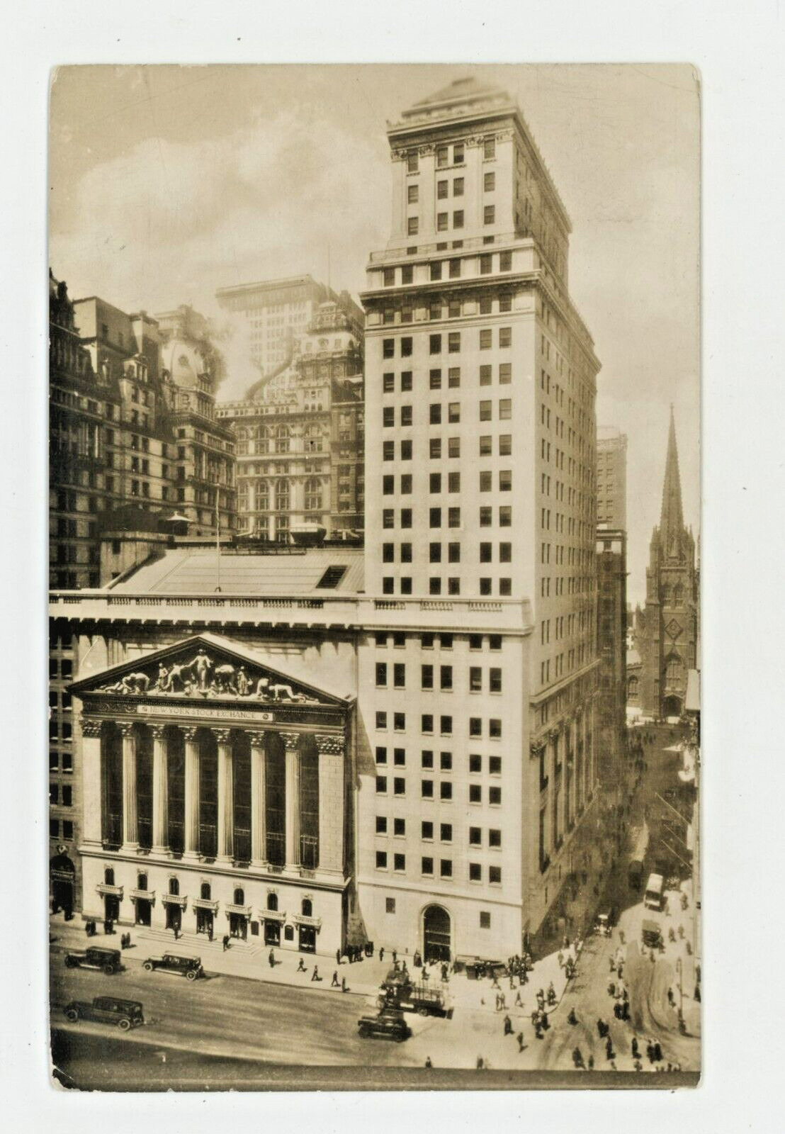 Vintage Postcard RPPC NEW YORK STOCK EXCHANGE STAMP POSTED