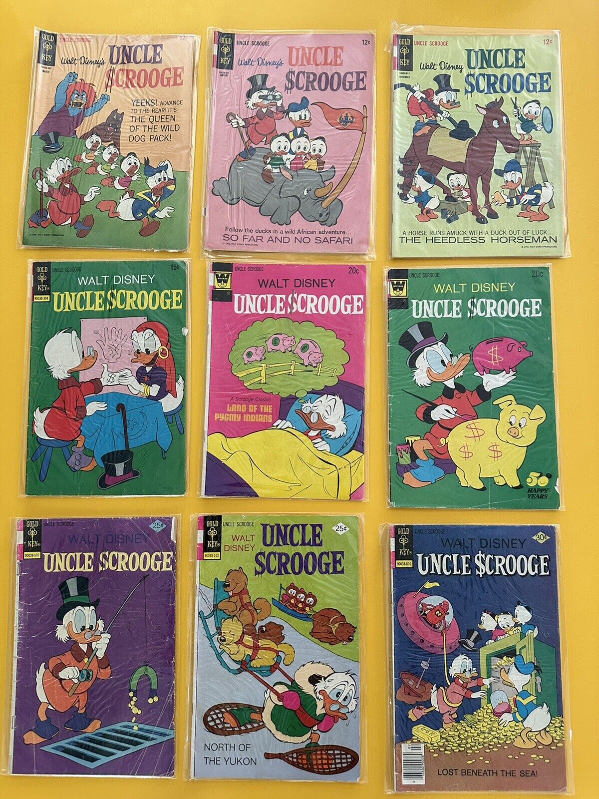 Walt Disney\'s Uncle Scrooge Lot of 9 Comic books -  Gold Key and Whitman
