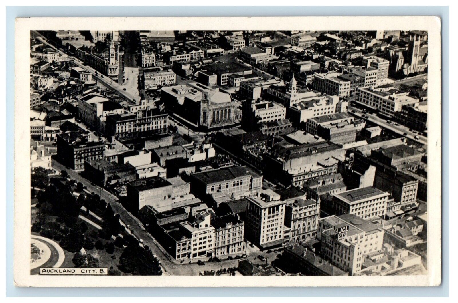 1936 Aerial Downtown Buildings Auckland New Zealand RPPC Photo Vintage Postcard