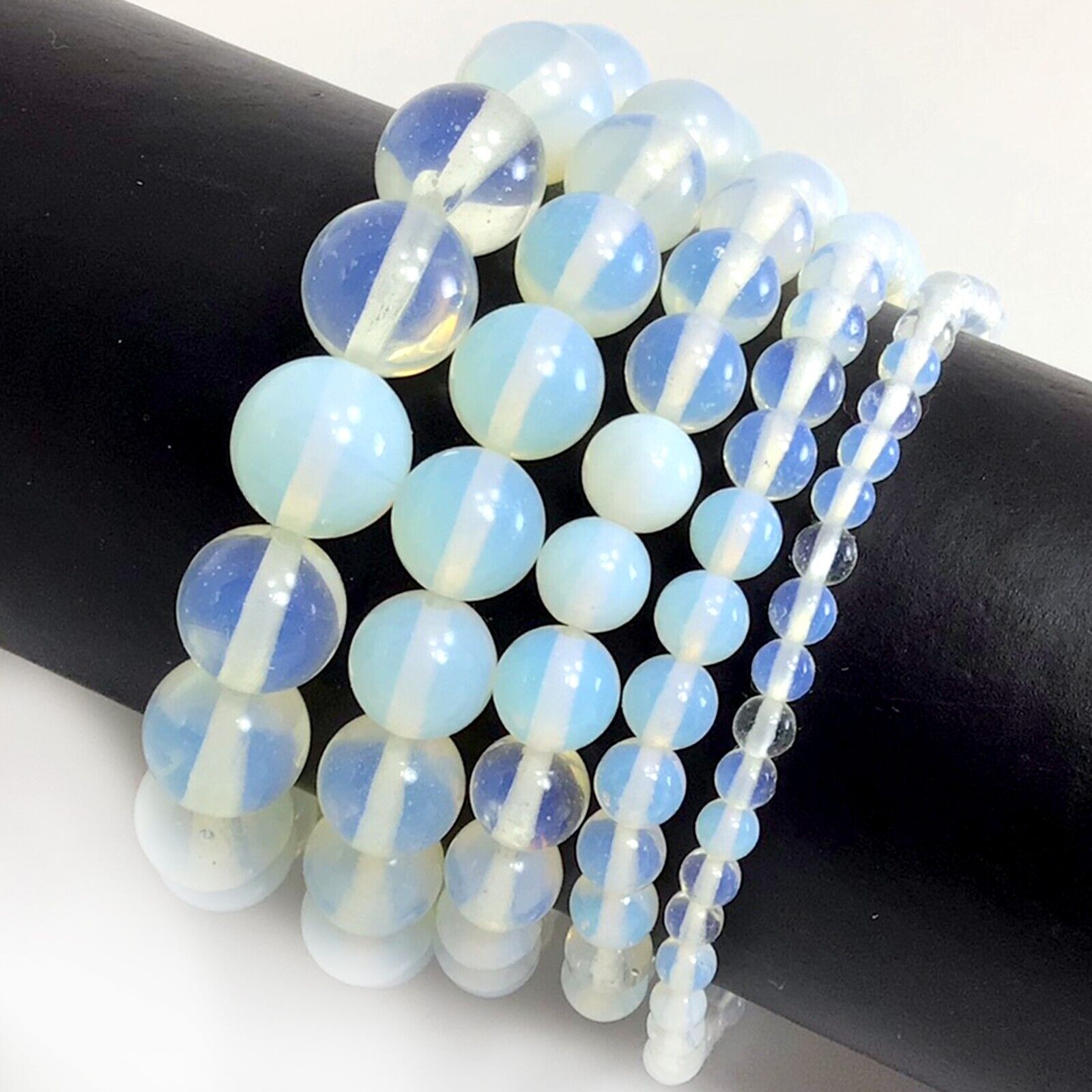 Handmade Beaded Bracelet Round Gemstone Elastic 7.5