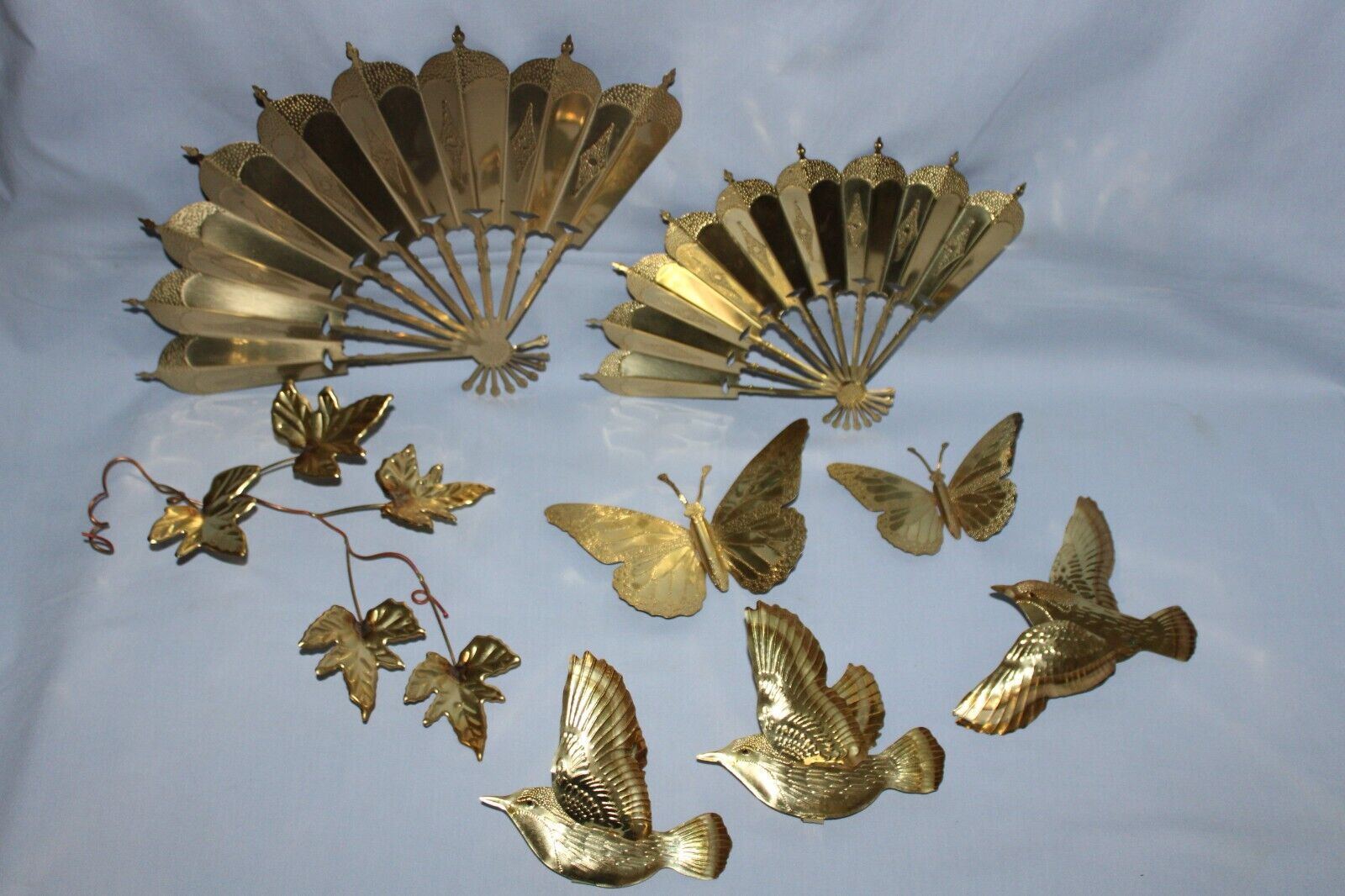 Vintage 1970s Home Interiors Wall Decor Brass Birds Butterflys Fans Leaves