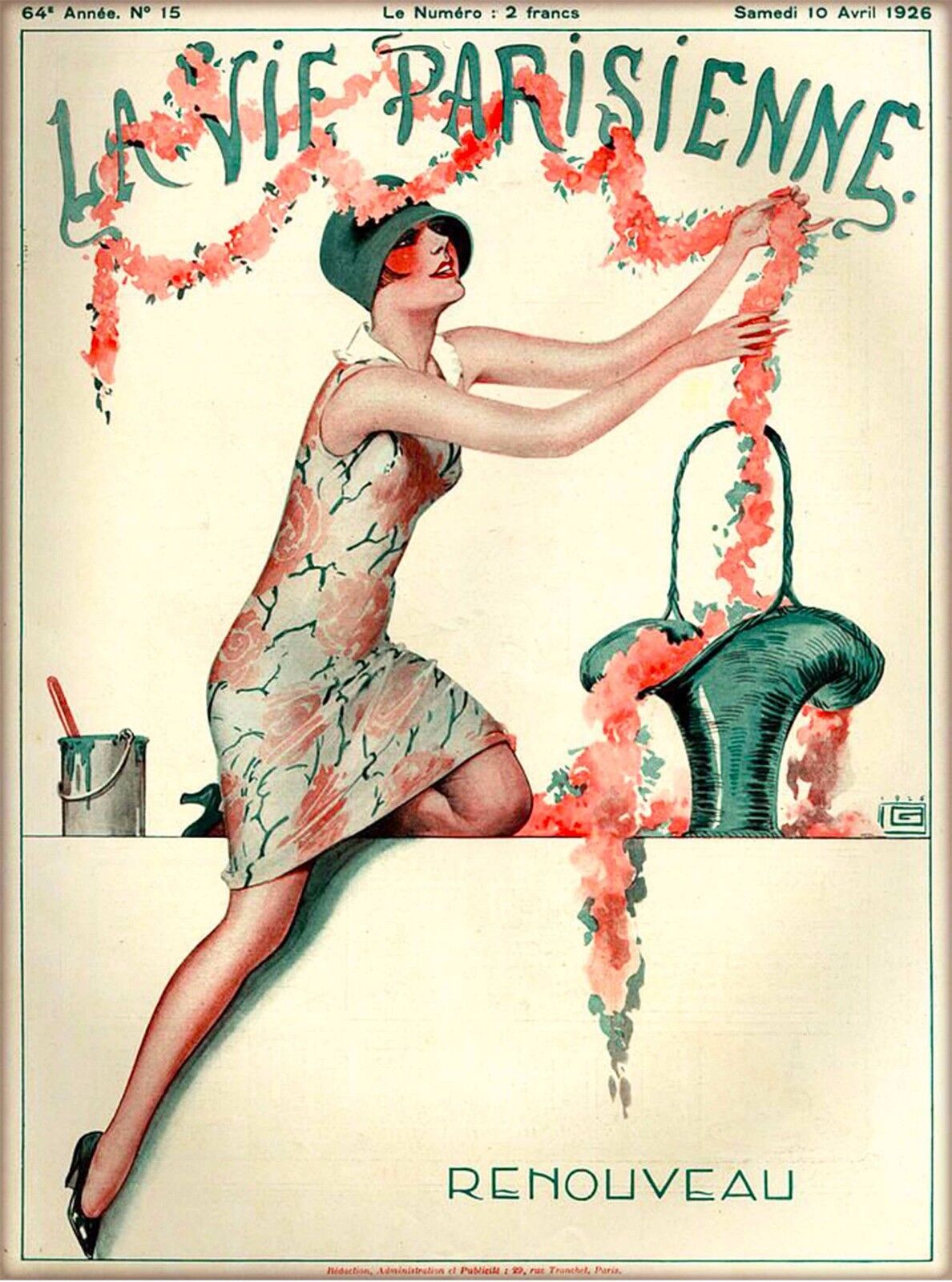 1926 La Vie Parisienne Renouveau Girl France Travel Advertisement Poster Print