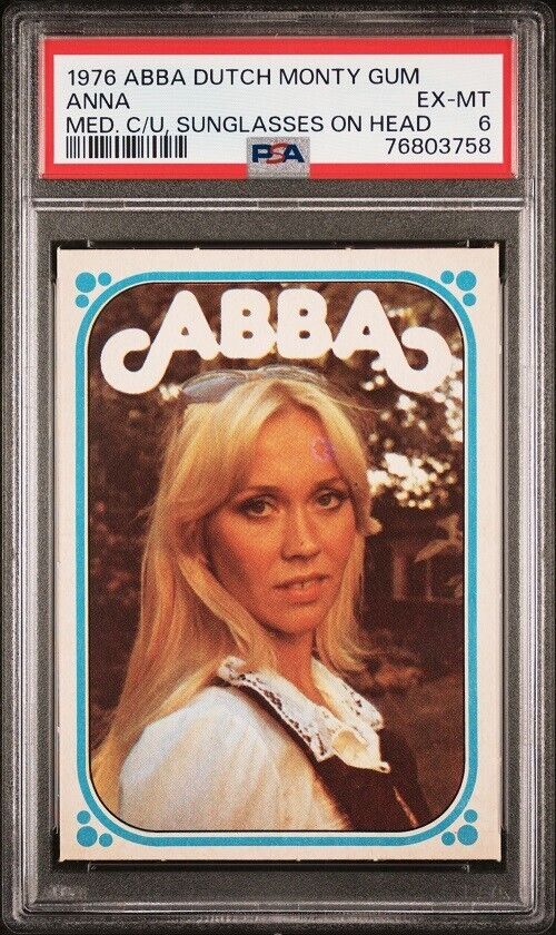 1976 ABBA Dutch Monty Gum ABBA Anna Medium Close-Up Sunglasses on Head PSA 6
