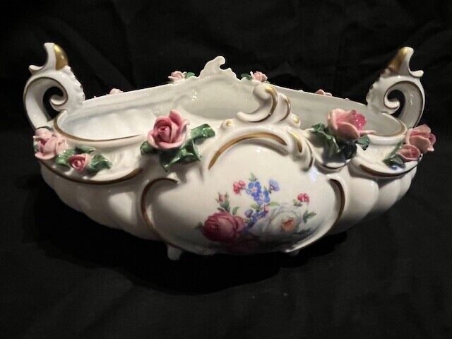 Antique Royal Dresden bowl with roses, marked bottom