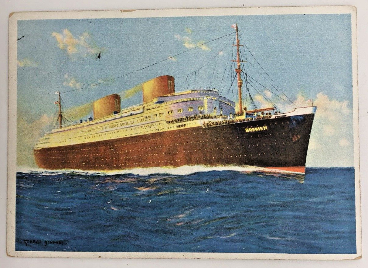 Postcard Ocean Liner Norddeutscher Lloyd Bremen Used 1934