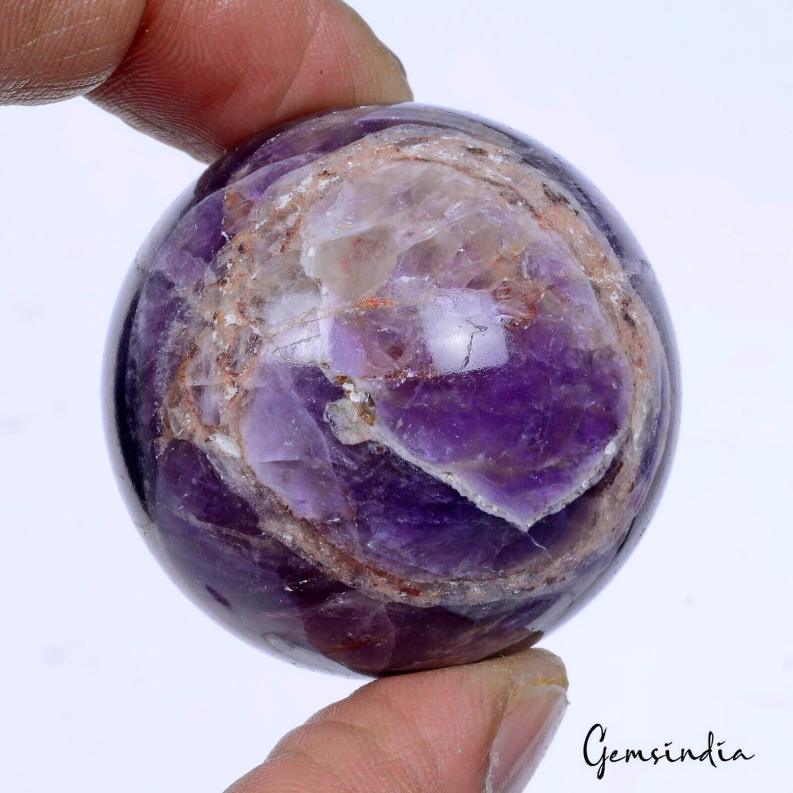 500 Ct Natural Untreated Purple Amethyst Healing Crystal Sphere Ball With Stand