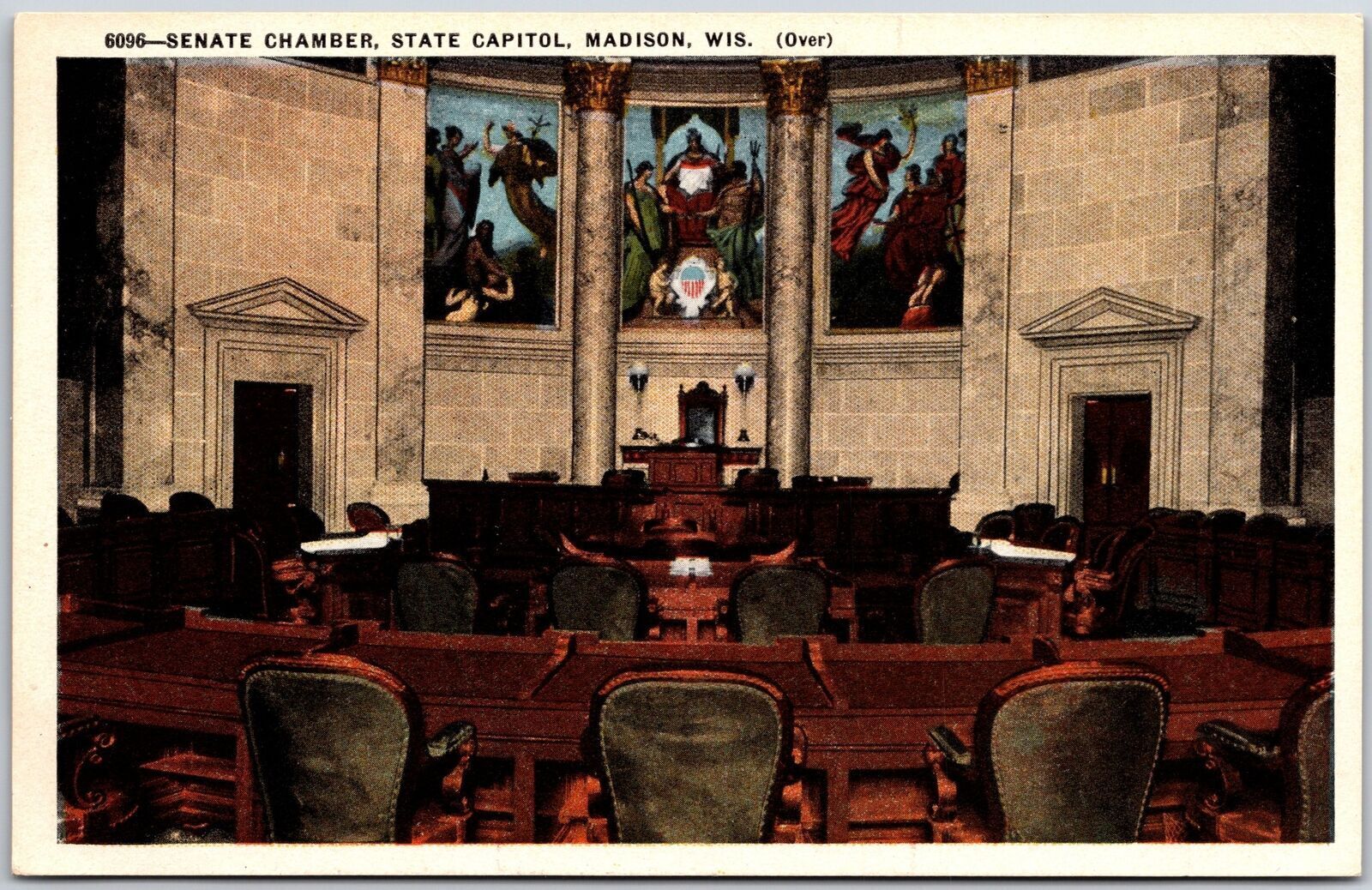 Senate Chamber State Capitol Madison Wisconsin WI Government Office Postcard