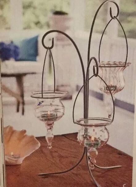 Partylite Shimmer Lights Tealight Tree-Retired- Trio Hand Blown Glass-P8986 NEW