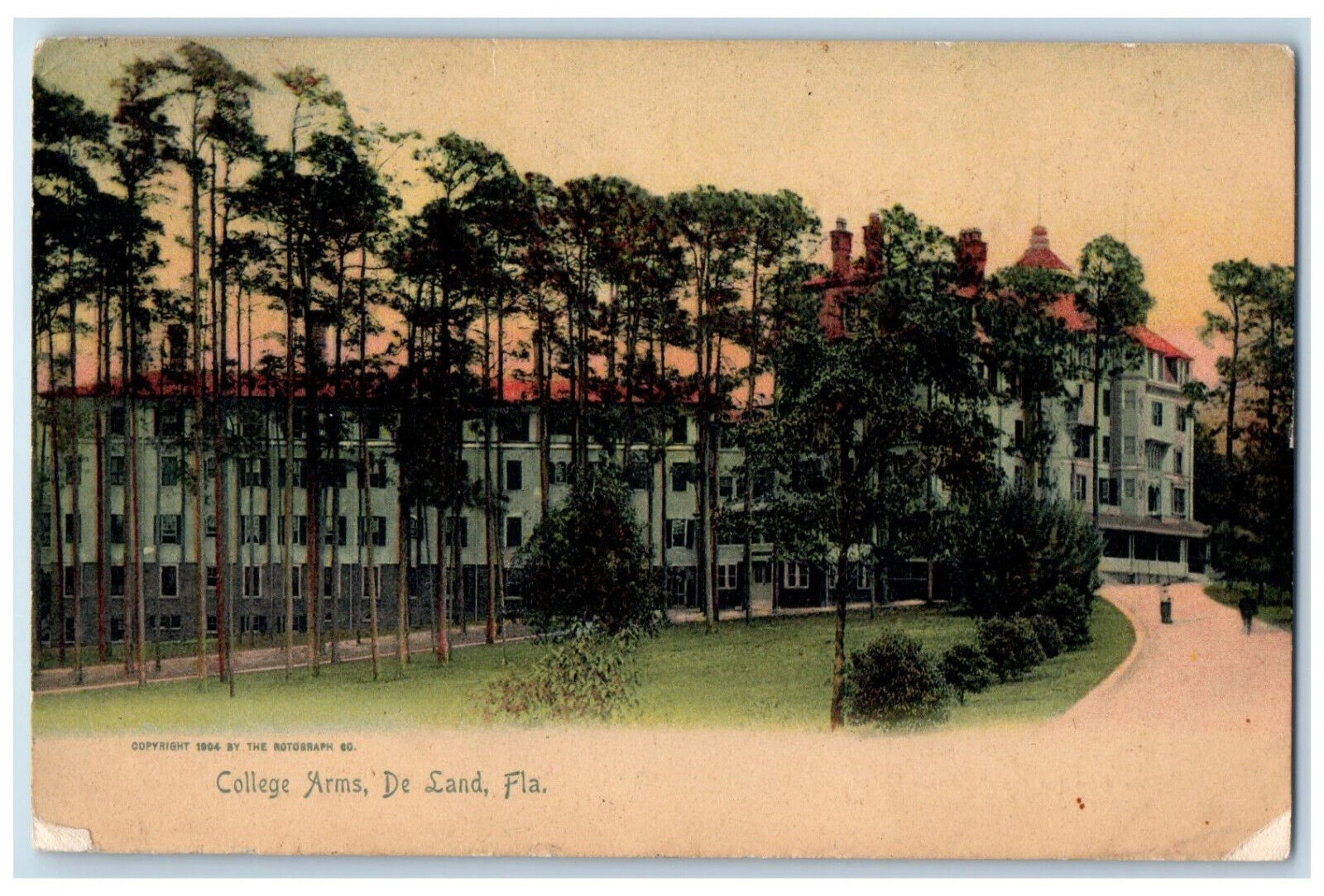 1908 College Arms De Land Florida FL Watertown NY Antique Posted Postcard