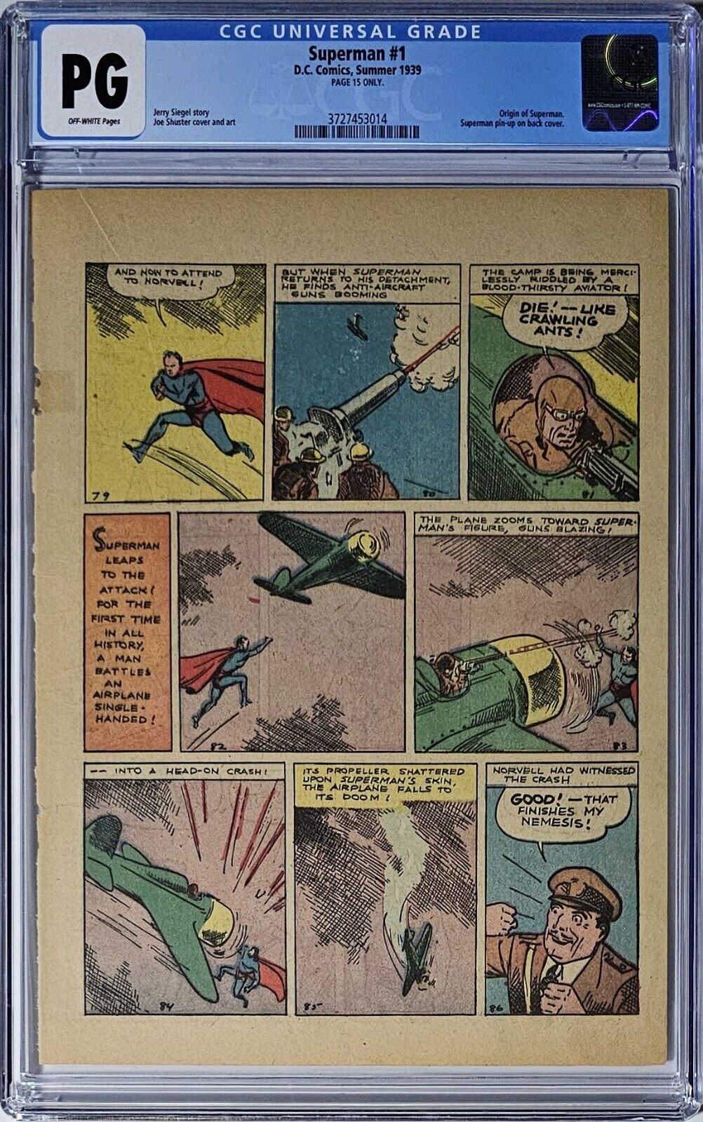 Superman #1 D.C. Comics 1939 CGC PG NG Page 15 Only Superman In Costume