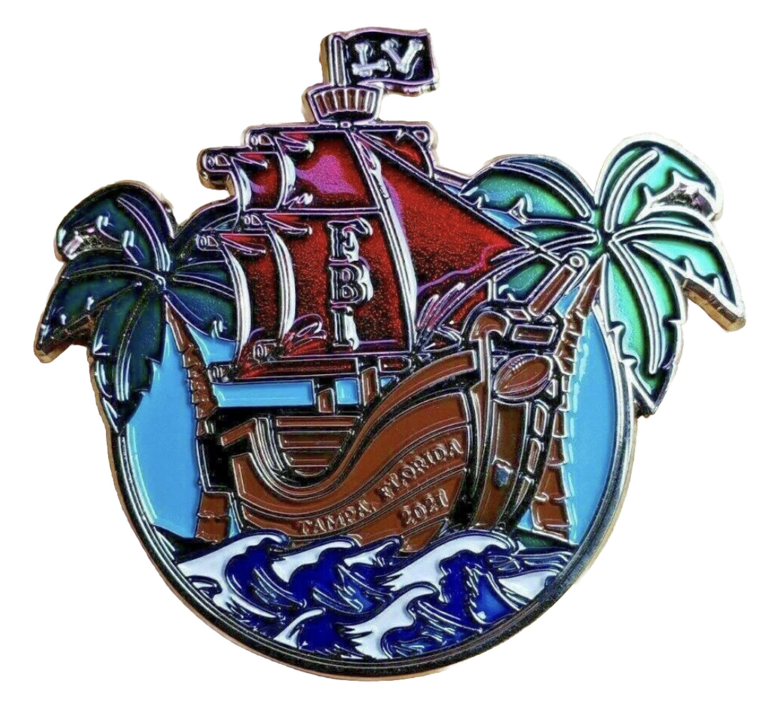 RARE ~ FBI ￼ Tampa LV Super Bowl, /pirate ship Coin  ~ CHALLENGE COIN /