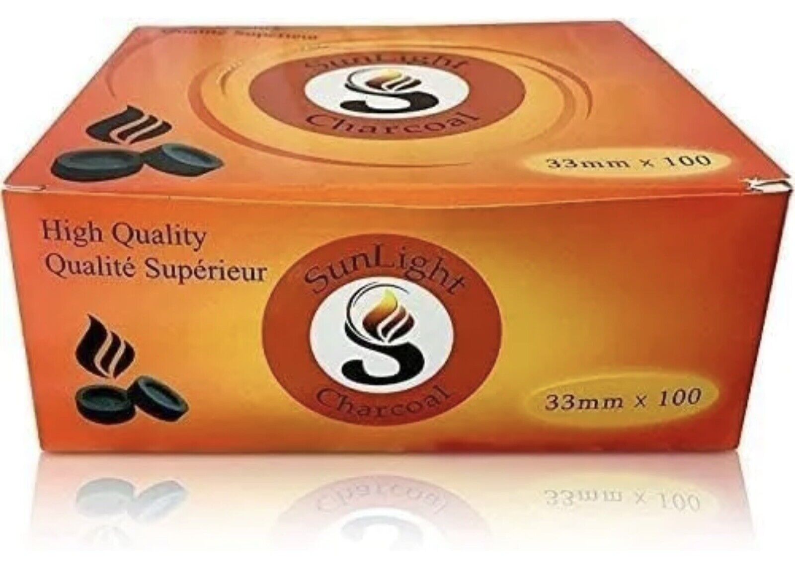 SunLight Charcoal 100 tabs  33 mm Incense Hookah Shisha - Quick Lite Promo