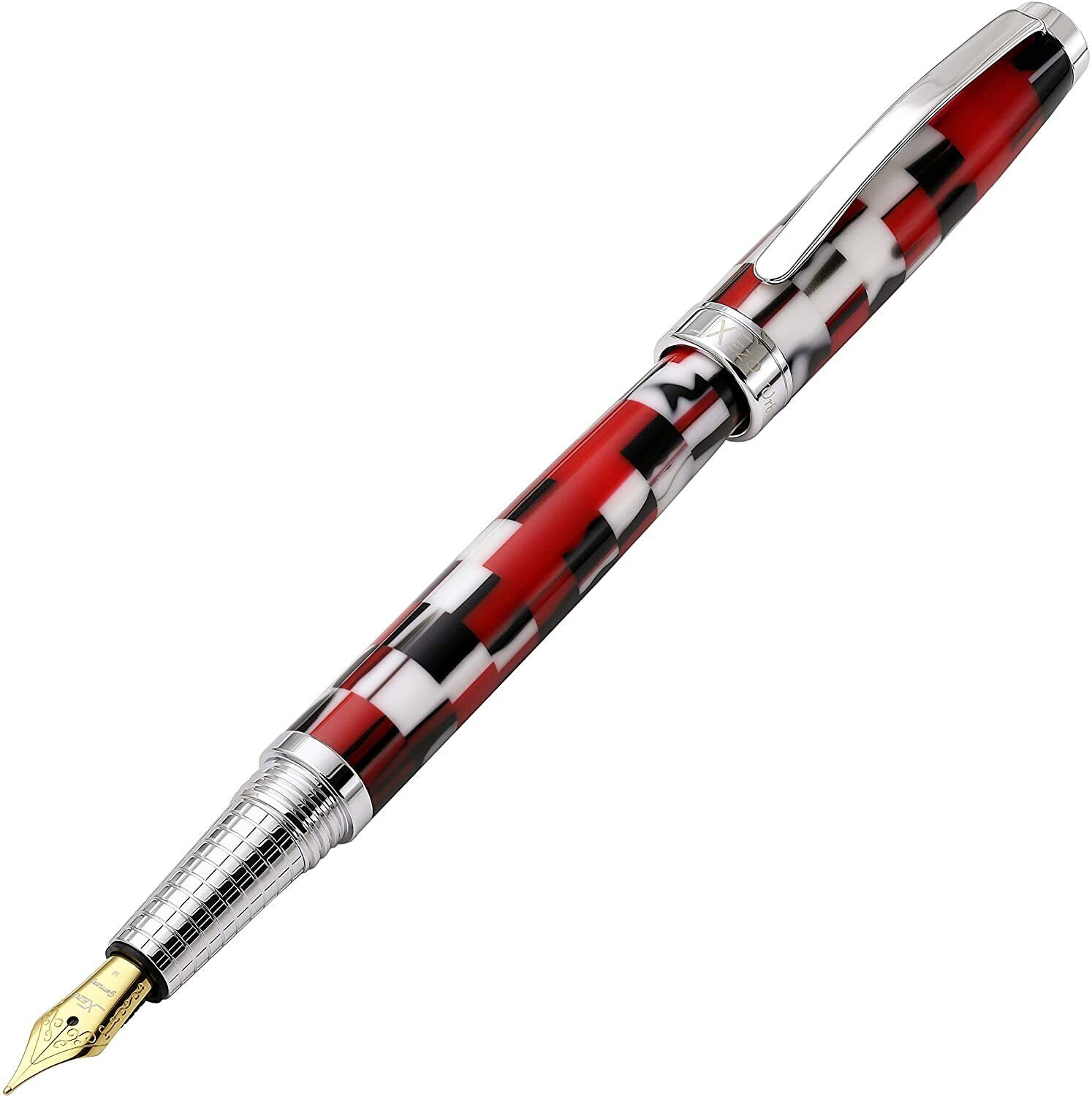 Xezo Handcrafted Urbanite II Trek Fountain Pen, Medium Nib. Chrome, Serialized