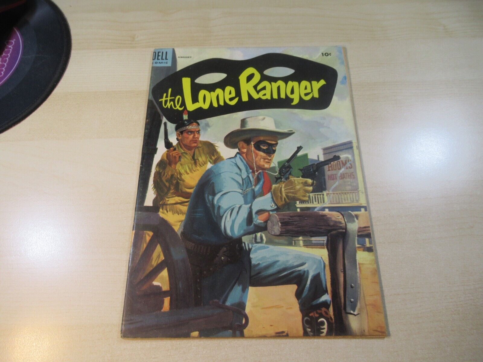 LONE RANGER #80 DELL GOLDEN AGE HIGH GRADE TONTO SHOOTING GUNFIGHT PAINTED COVER