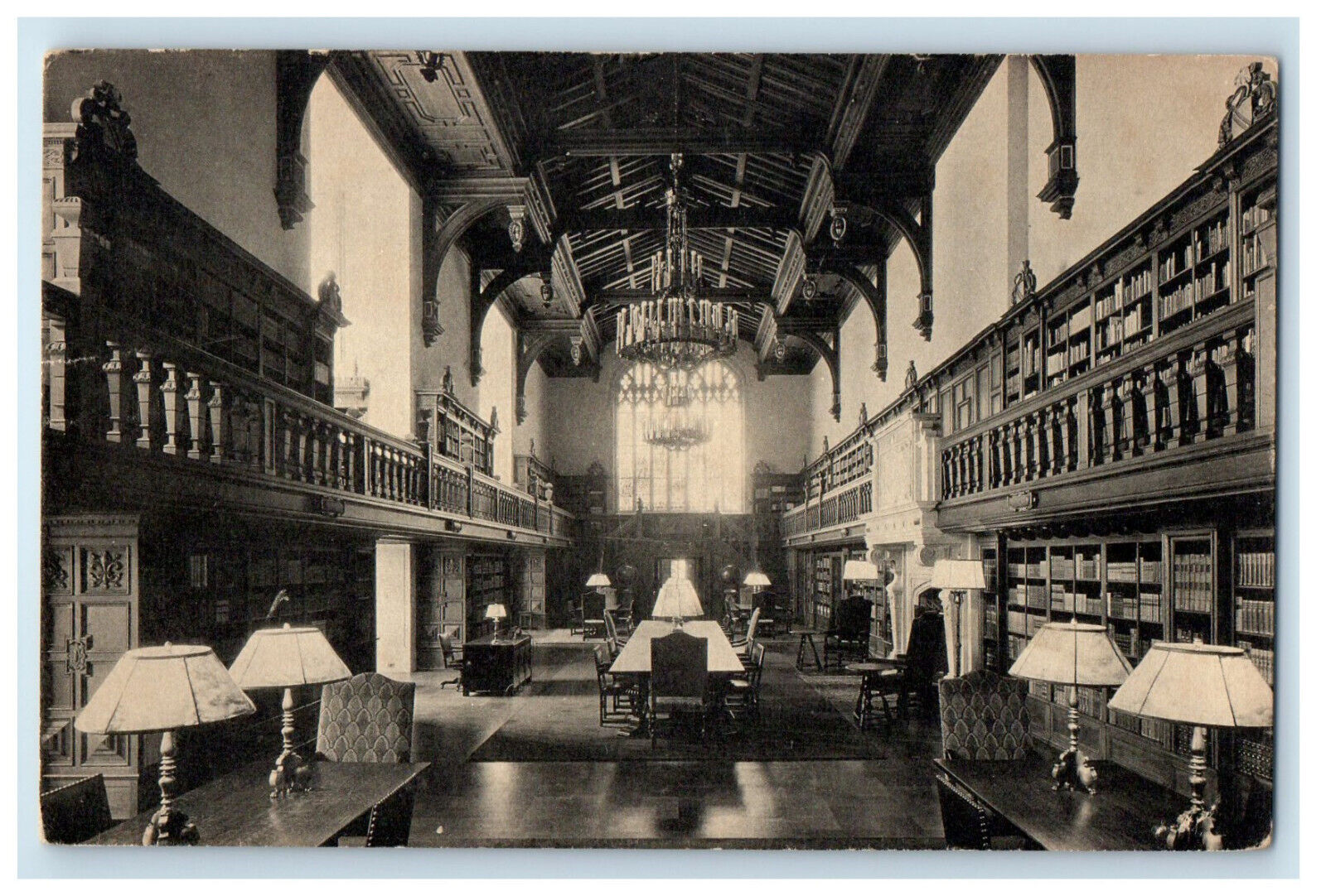 c1940\'s Reading Room View, The Folger Shakespeare Library Washington Postcard