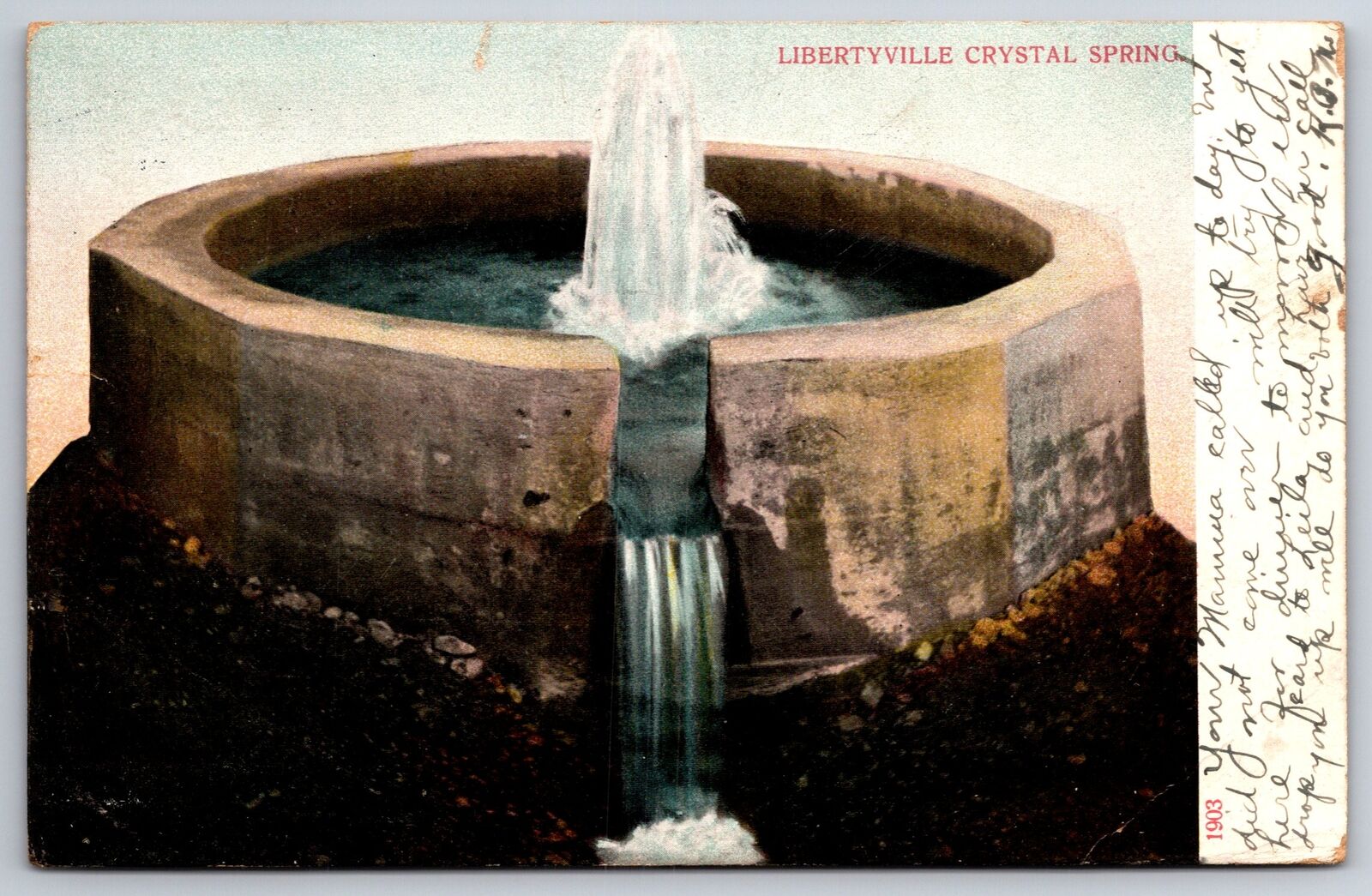 Libertyville Illinois~Crystal Spring~1910 Postcard