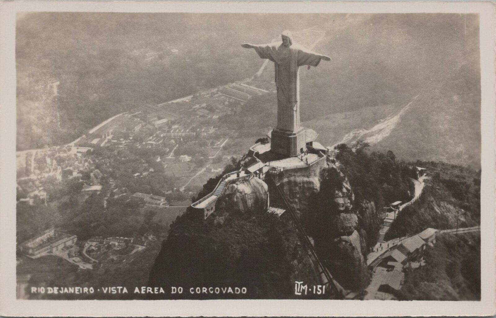 RPPC Postcard Rio de Janeiro Brazil Vista Aerea do Corcovado 