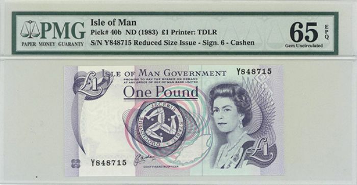 Isle of Man - 1 Pound - P-40b - PMG Grade 65 - 1983 dated Foreign Paper Money - 