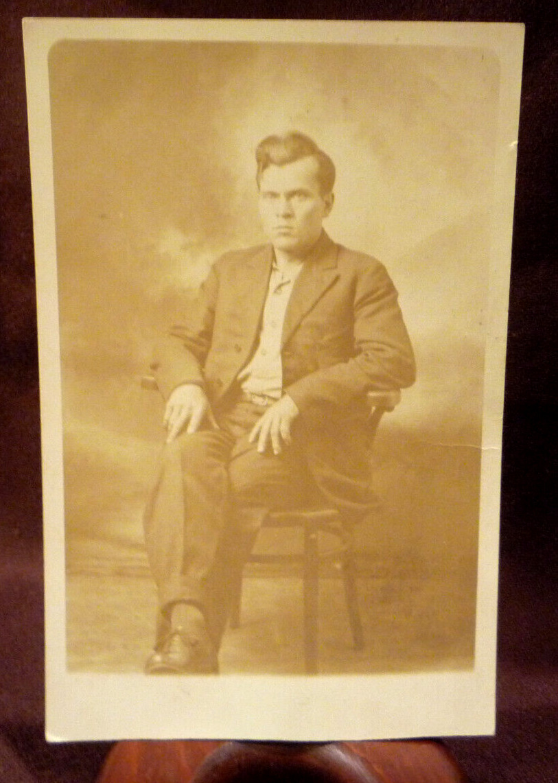 Antique RPPC  1907-1918 Angry Man, Studio Photo