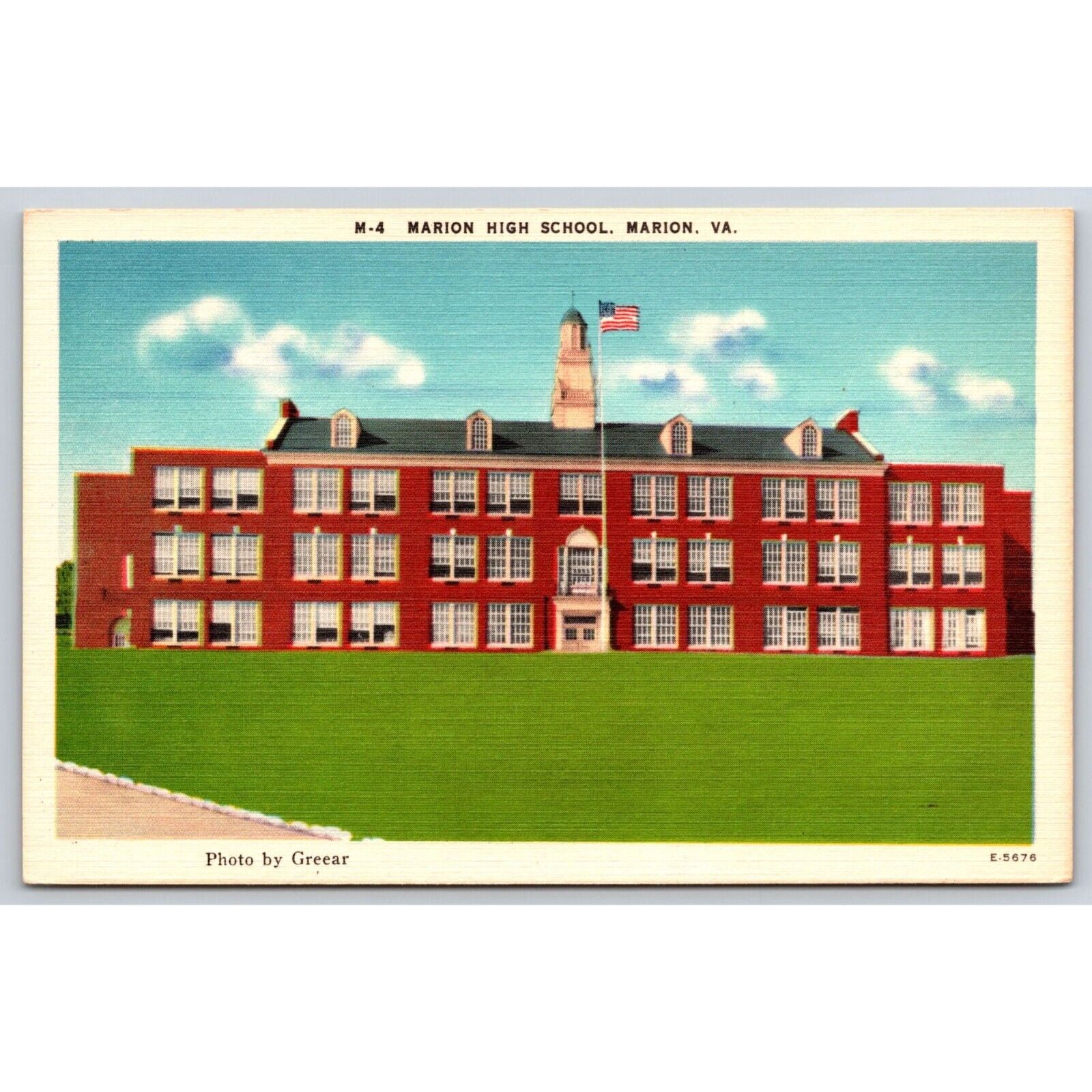 Vintage Linen Postcard Marion High School Marion Virginia