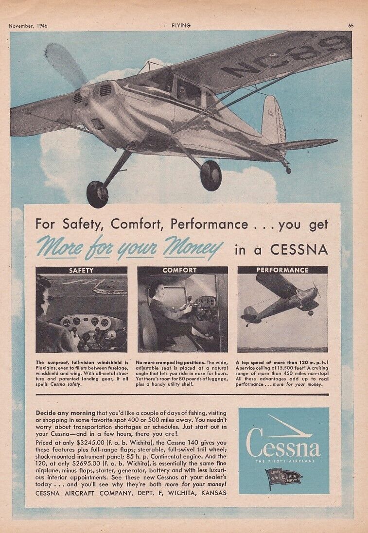 1946 Cessna 120 / 140 Aircraft ad 3/25/2024g