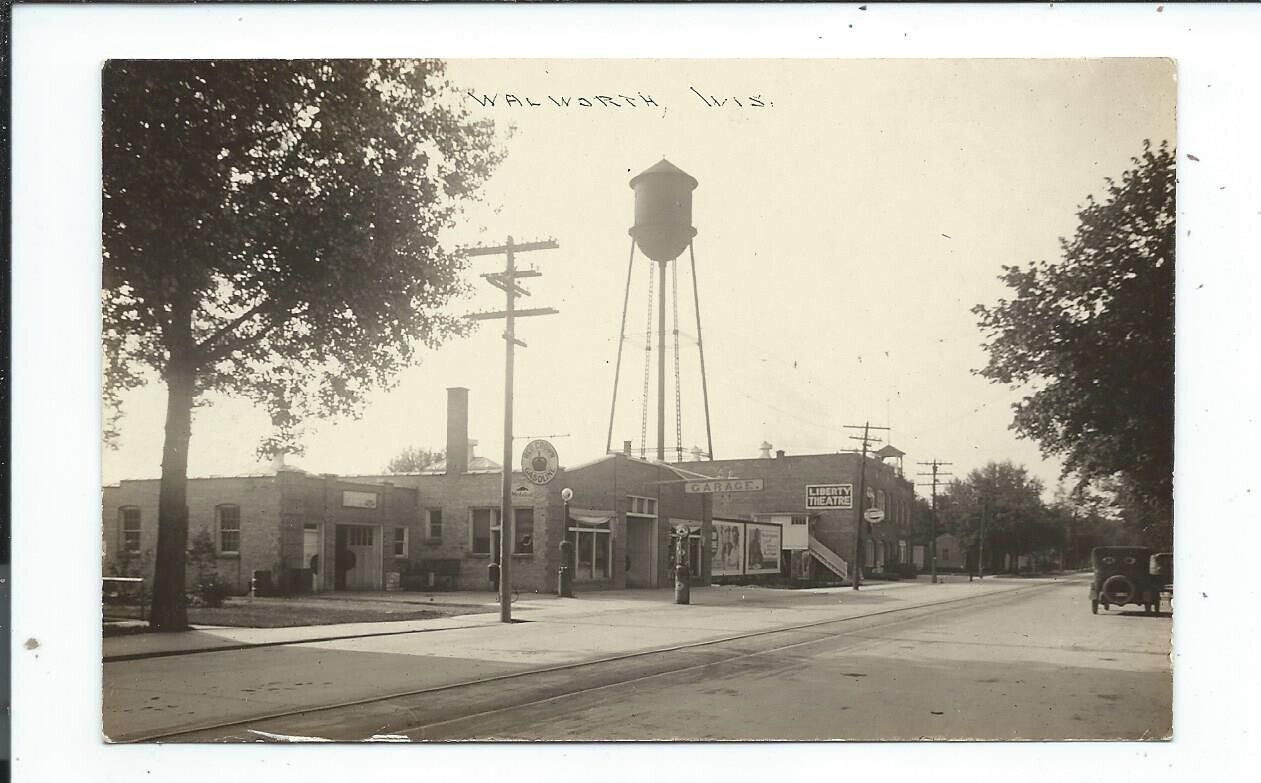 Real Photo Postcard Post Card Walworth Wisconsin Wis Wi Water Tower