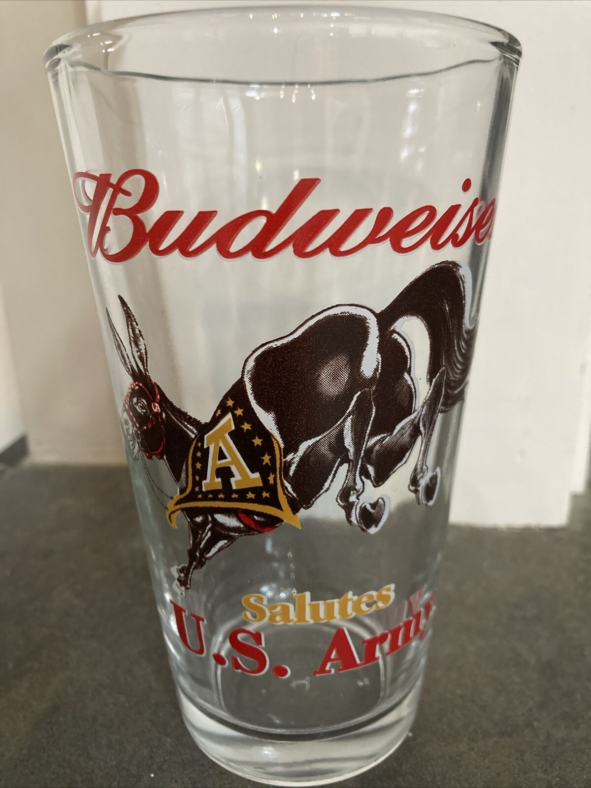 Vintage Budweiser Salutes US Army 16-ounce Beer Glass