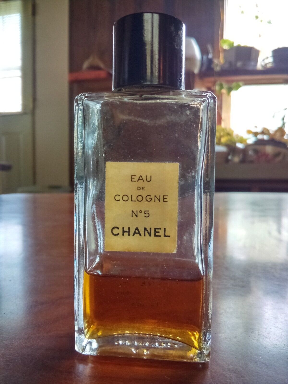 Vintage Chanel No 5 Eau De Cologne. 2fl oz. About 27% Full.