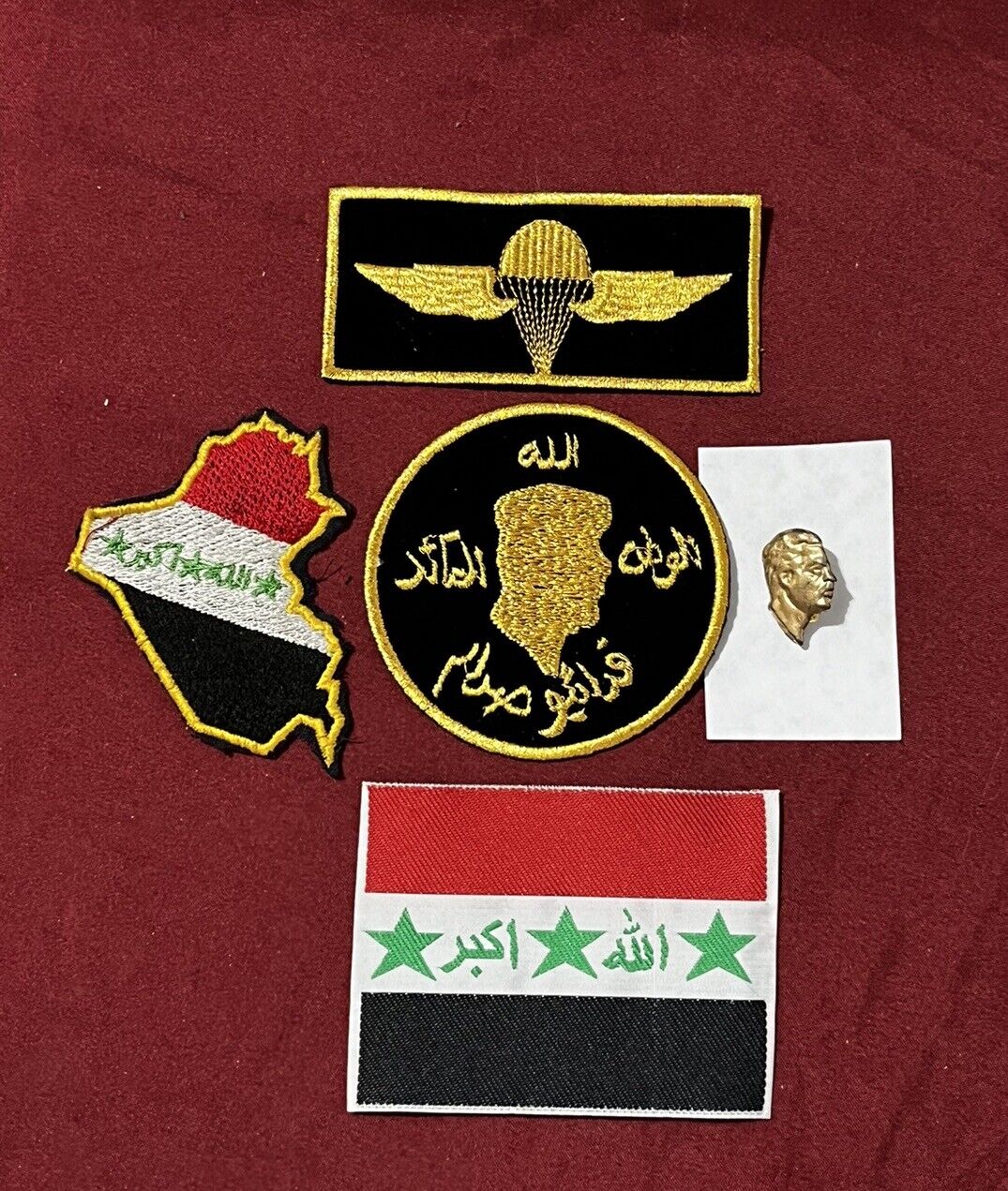 Iraq-Vintage Iraqi Fedayeen Saddam Patches , Pin & Flag.