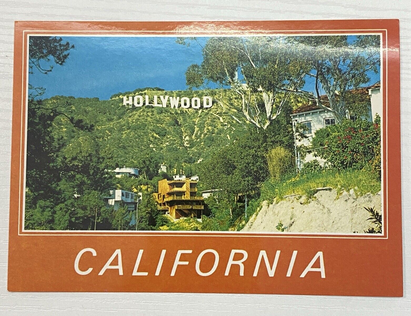 Vintage Postcard The Famous Hollywood Sign In California Panorama View Unposted