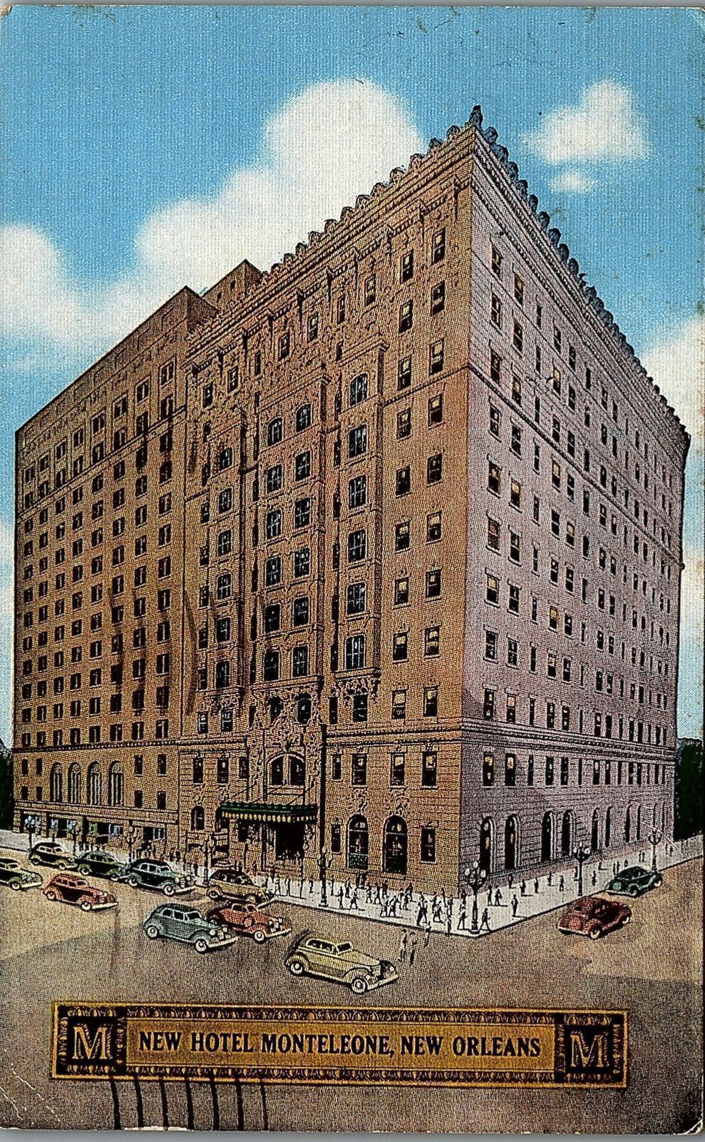 1940s NEW HOTEL MONTELEONE, NEW ORLEANS LINEN POSTCARD 20-56