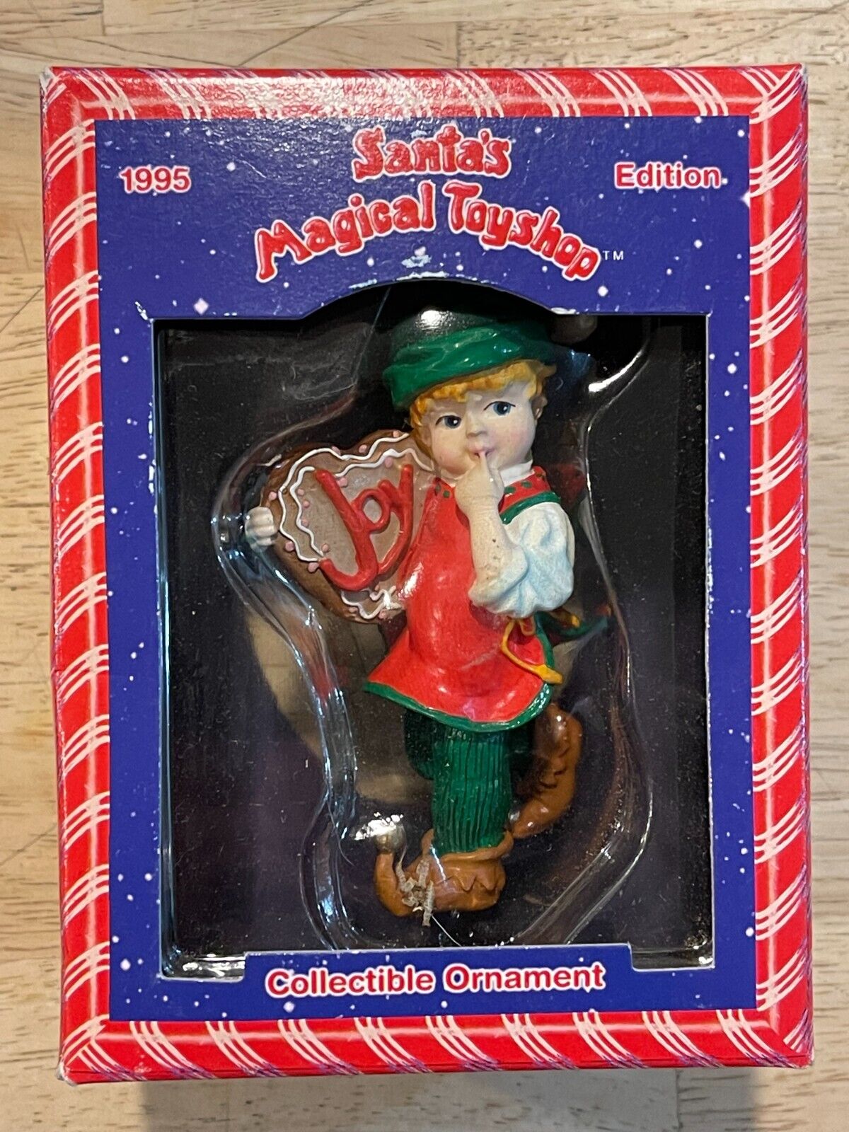 Santa\'s Magical Toy Shop - Christmas Ornament Elf with Joy Cookie - Year 1995