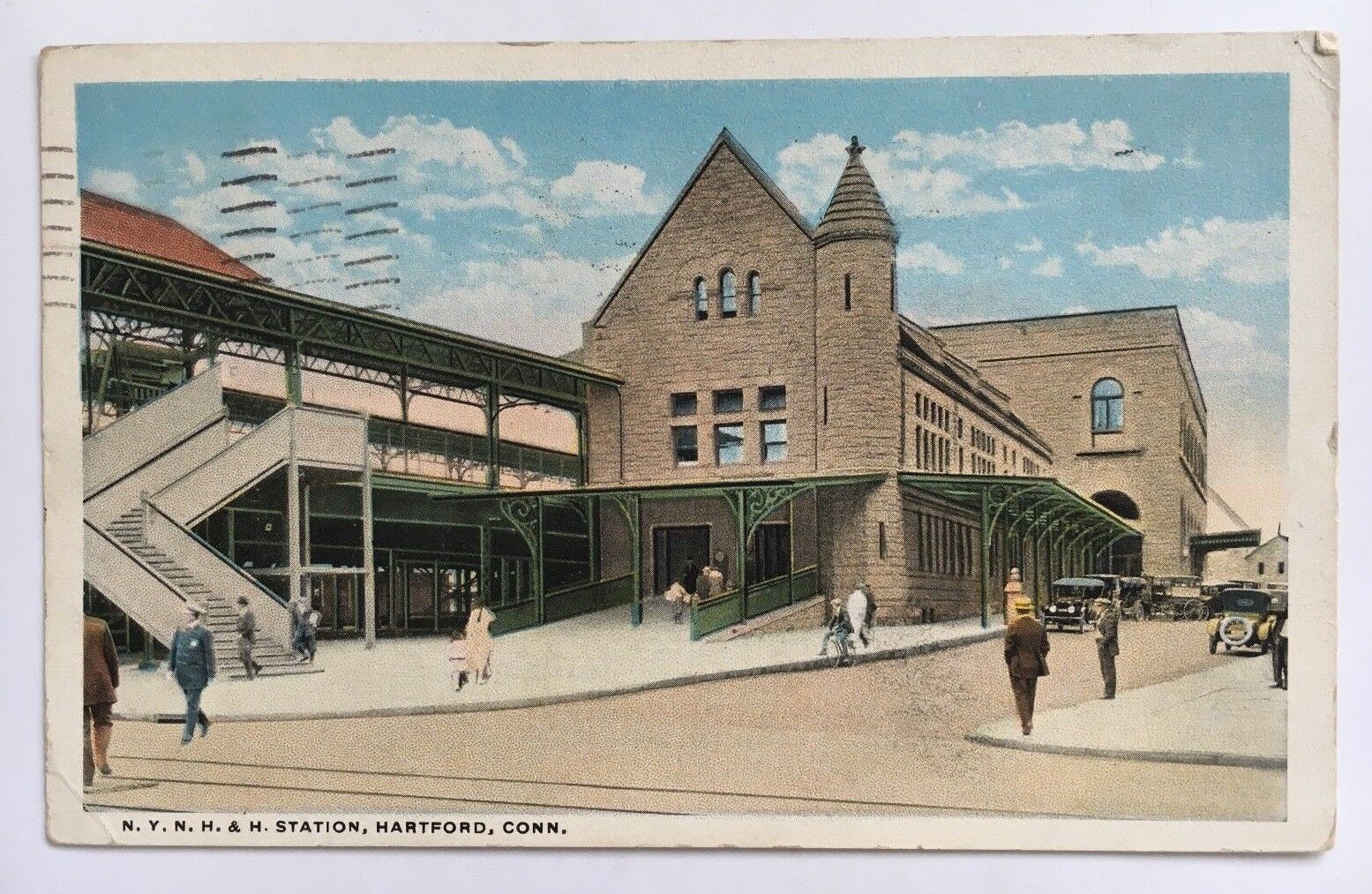 1917 CT Postcard Hartford Connecticut Railroad RR Train Station Depot NYNH&H