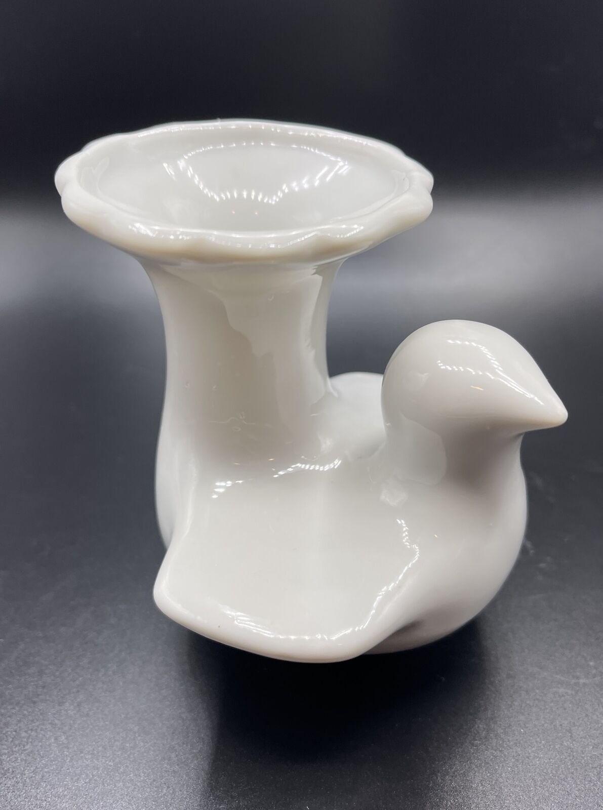 Vintage 1970’s Swedish Modern/White Porcelain Bird Bud Vase/Dove/ 3” H