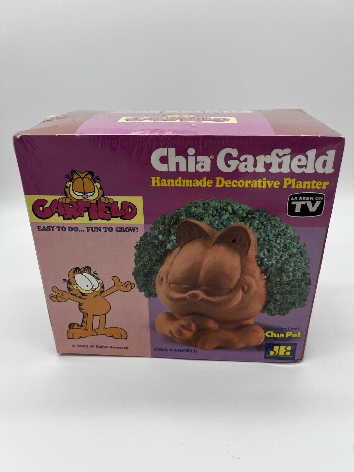 Vintage Chia Pet Garfield - Handmade Decorative Pottery Planter SEALED