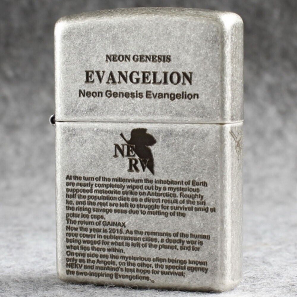 Zippo lighter 121FB Antique Silver/ Neon Evangelion Free 3 Gifts New in Box